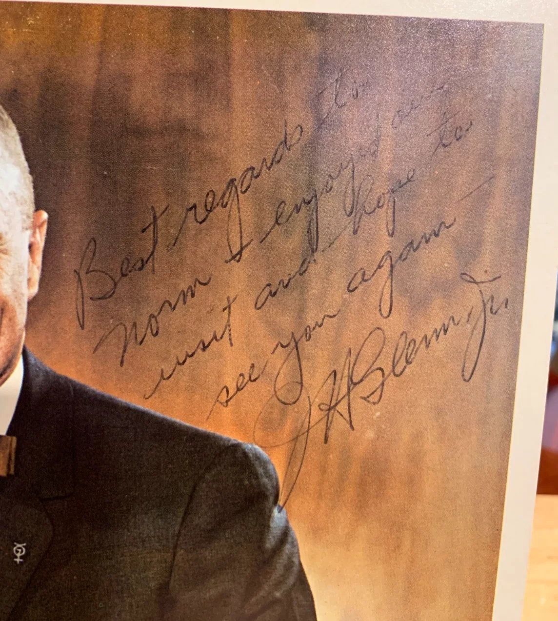 1960's John Glenn Hand Signed Photo with Note BAS Authenticated, image 2