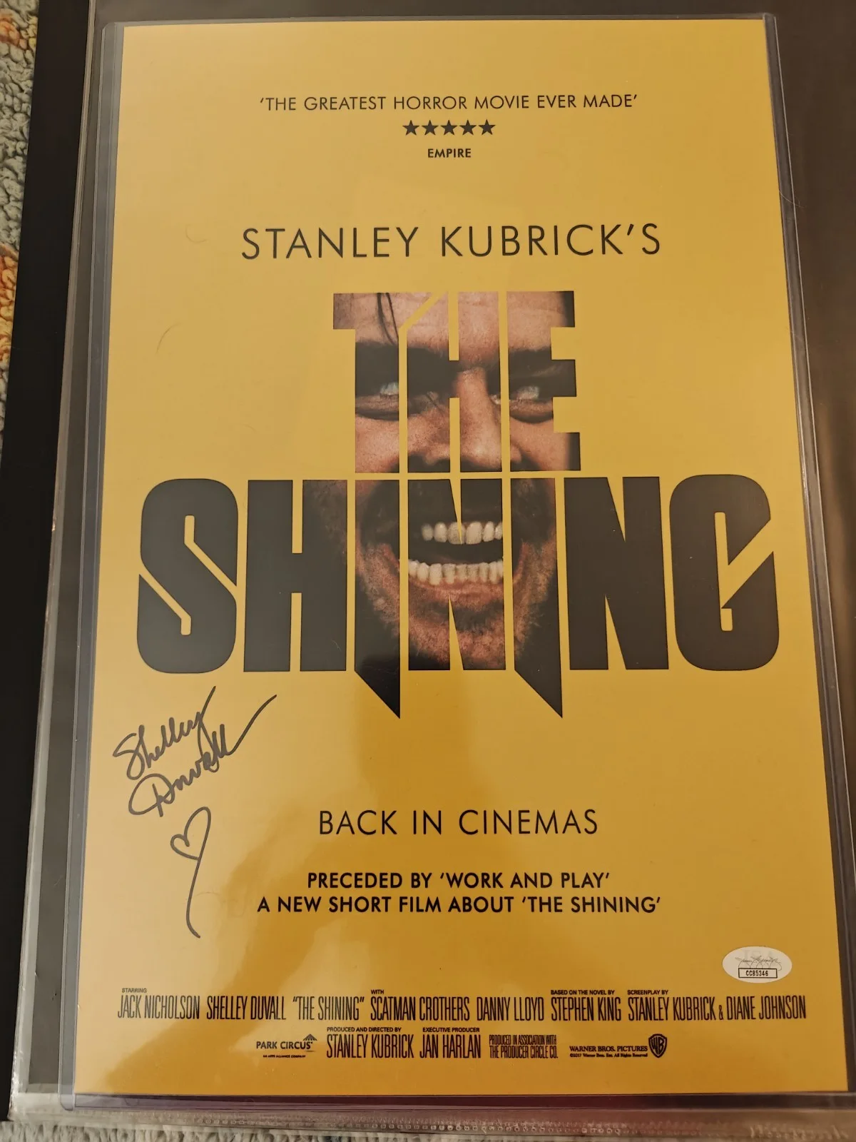 Shelley Duvall — Shelley Duvall Signed The Shining 12x18 Movie Poster Horror Stephen King JSA