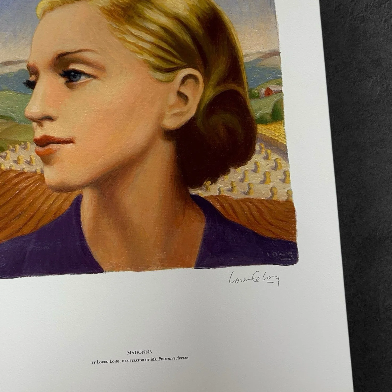 Madonna Mr Peabody’s Apples Limited Edition Loren Long Autographed Lithograph, image 3