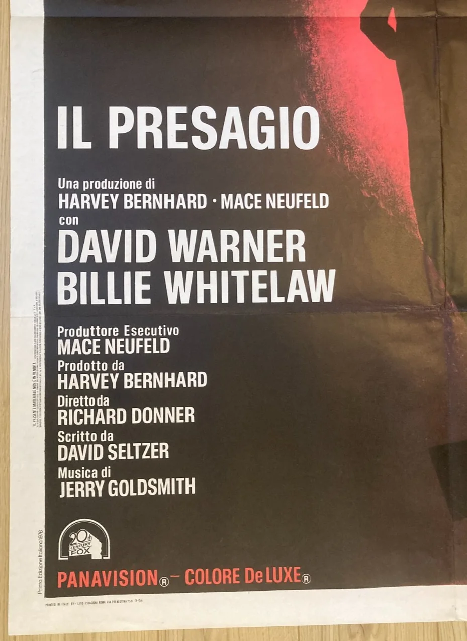 THE OMEN 1976 Original Cinema ITALIAN 2 Fogli Movie POSTER 39x55in Rare Artwork, изображение 4