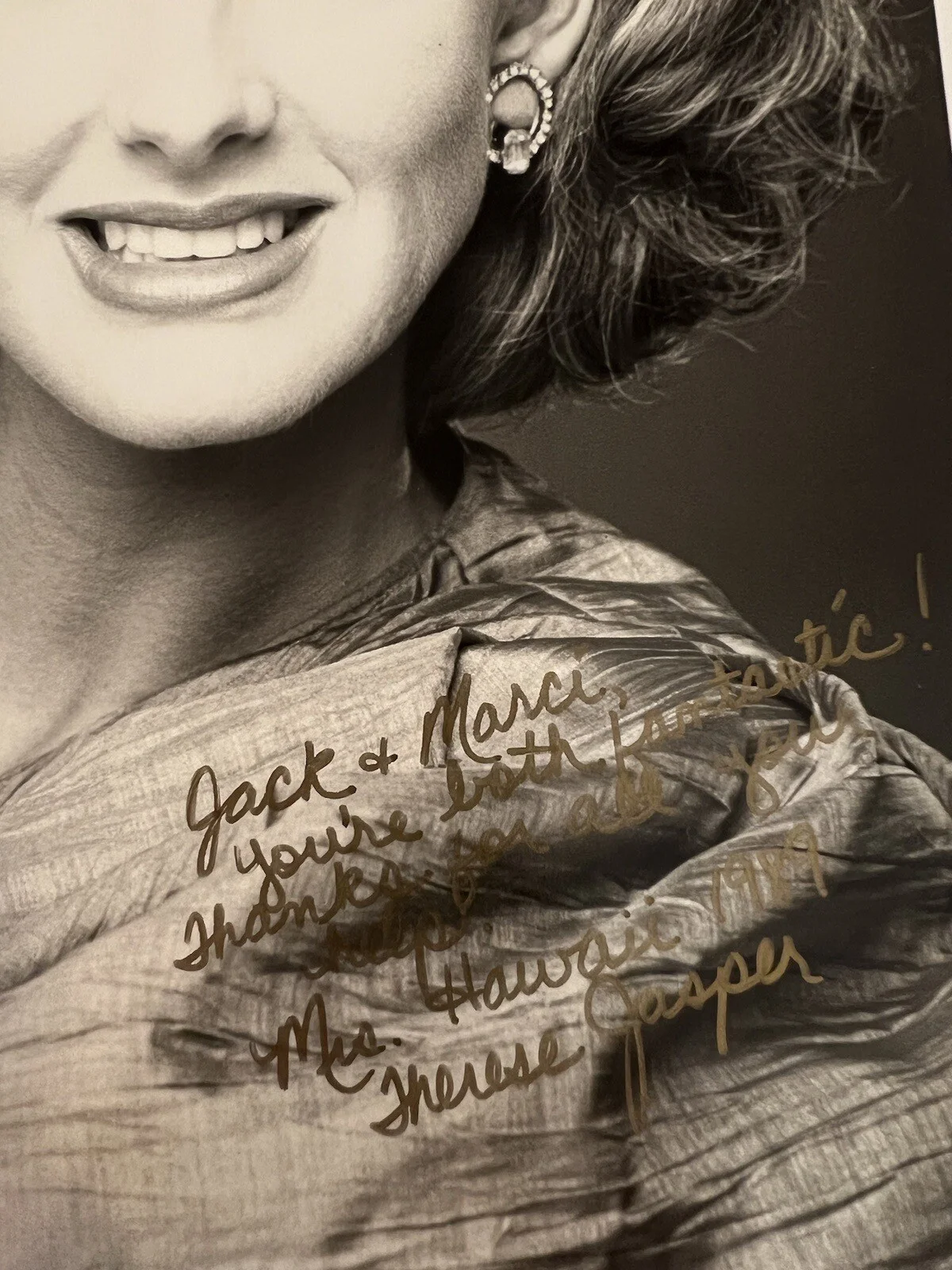 Therese Jasper Mrs. Hawaii 1989 Autographed Photograph w/Inscription 8x10, изображение 3