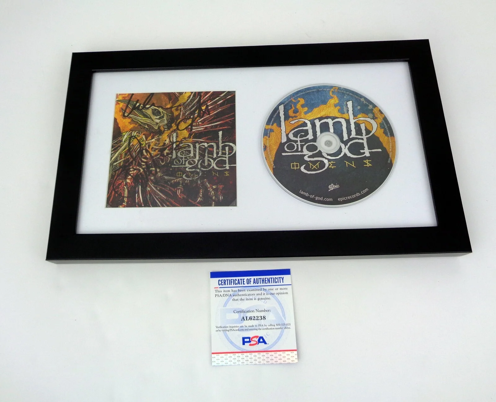 Lamb of God — Lamb of God Entire Band Signed Autograph Omens CD Framed PSA/DNA COA