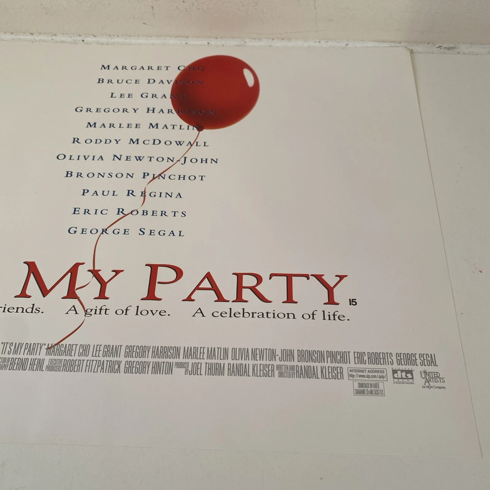 Quad movie poster " ITS MY PARTY " - Olivia Newton John - new, изображение 4