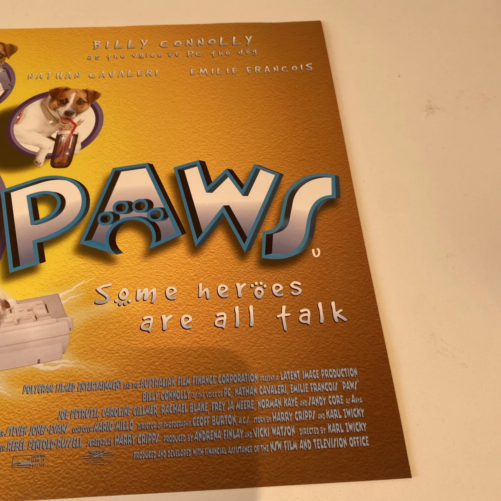Paws UK Quad Original Film Movie Cinema Poster Billy Connolly 1997 - new, изображение 4