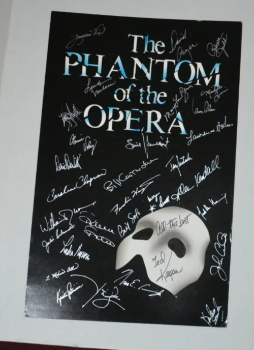CAST MEMBERS — Vintage The Phantom Of The Opera 30 Singnatures Ted Keegan 14" x 22" Poster, изображение 3