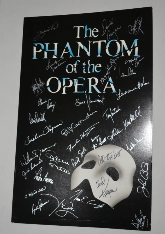 CAST MEMBERS — Vintage The Phantom Of The Opera 30 Singnatures Ted Keegan 14" x 22" Poster, изображение 4