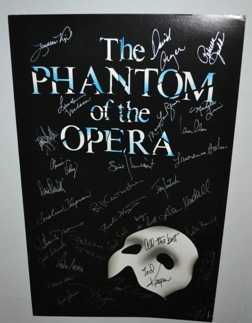 CAST MEMBERS — Vintage The Phantom Of The Opera 30 Singnatures Ted Keegan 14" x 22" Poster, изображение 5