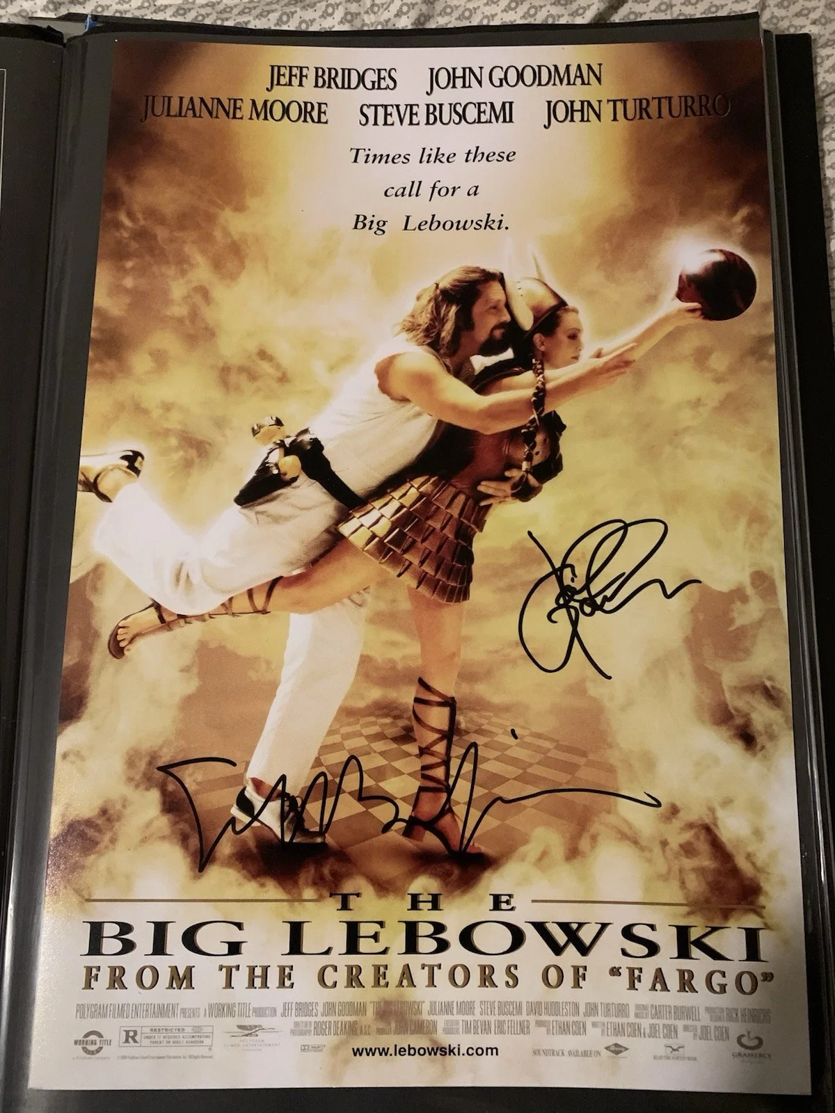 John Goodman — Jeff Bridges John Goodman Signed 12X18 THE BIG LEBOWSKI Beckett COA Autograph, image 2