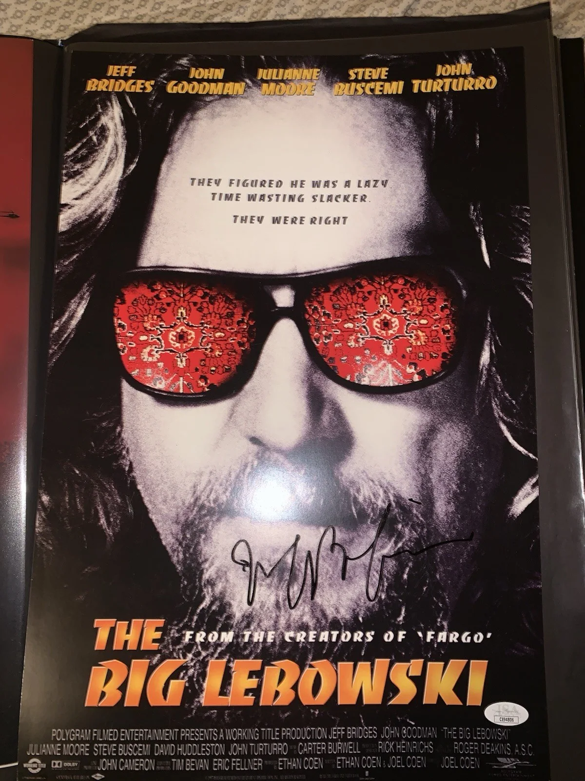 JEFF BRIDGES SIGNED 12X18 MOVIE POSTER PHOTO THE BIG LEBOWSKI DUDE JSA Coa, изображение 2