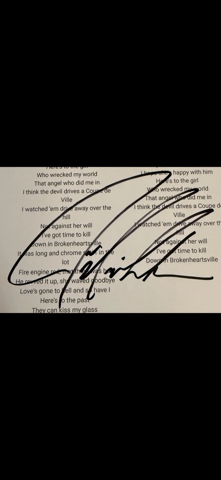 JOE NICHOLS Country Artist Signed Autographed “Brokenheartsville” Lyric Sheet, изображение 2