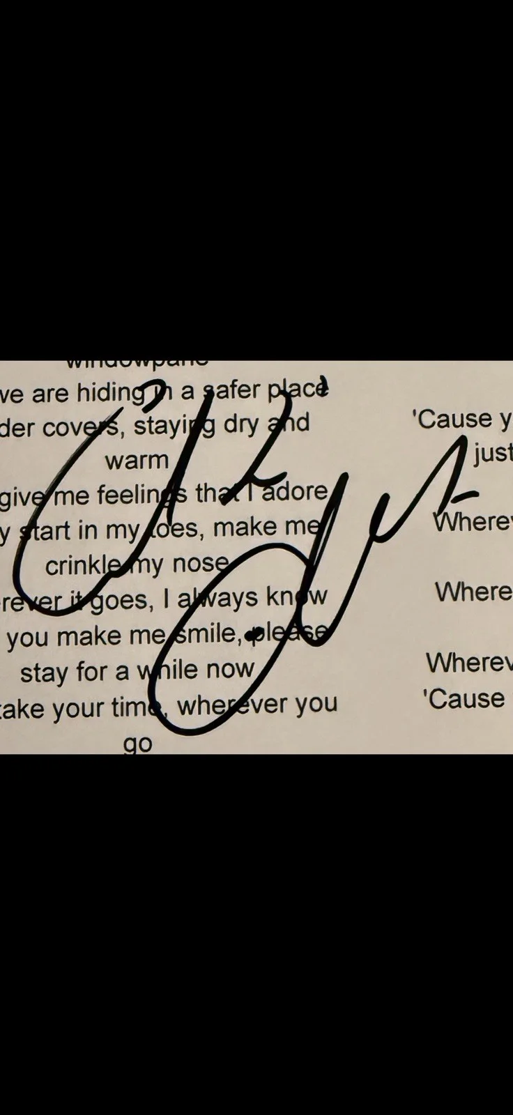 COLBIE CAILLAT SIGNED AUTOGRAPHED “BUBBLY” LYRIC SHEET, image 2
