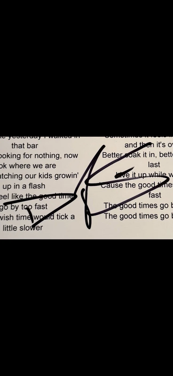 Dylan Scott Signed Autographed “Good Times Go By Too Fast” Lyric Sheet, image 2