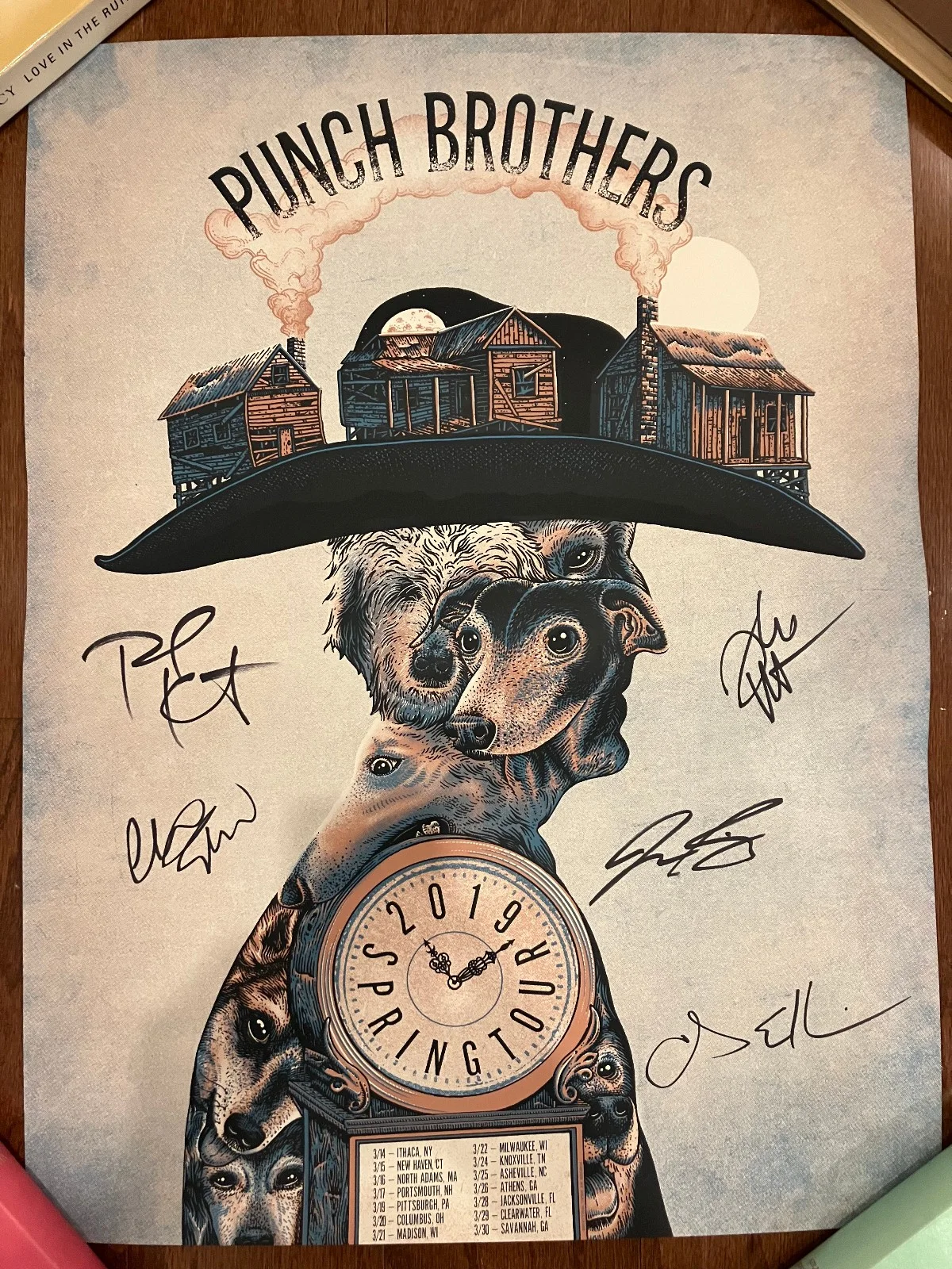 Mint Condition SIGNED Punch Brothers 2019 Tour Poster from VIP Package, image 2