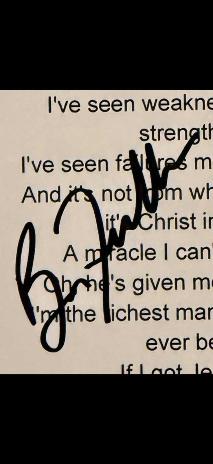 Ben Fuller Christian Music Artist Autographed “If I Got Jesus” Lyric Sheet, изображение 2