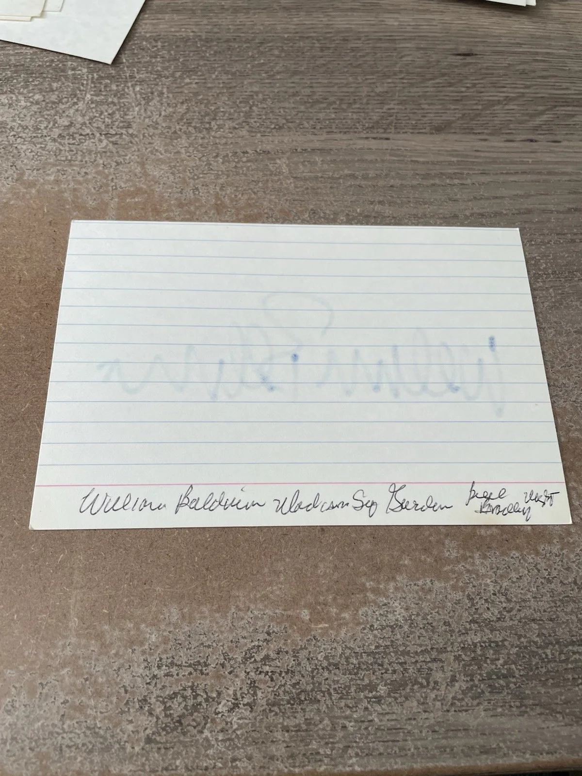 William Baldwin — WILLIAM BALDWIN - BACKDRAFT - SLIVER - SIGNED 3 X 5 Index Card Autograph, image 2