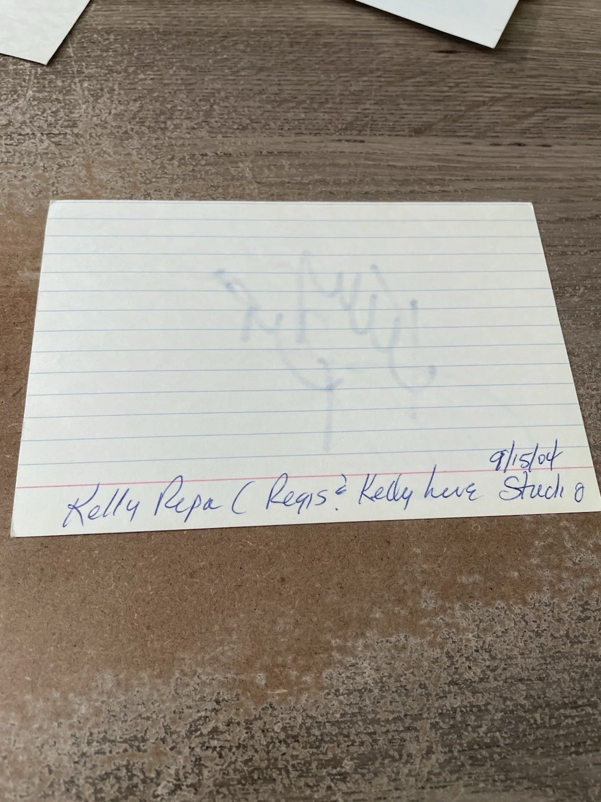 Kelly Ripa Actress/Talk Show Host Live! With Kelly and Ryan Signed 3" x 5" Index, image 2