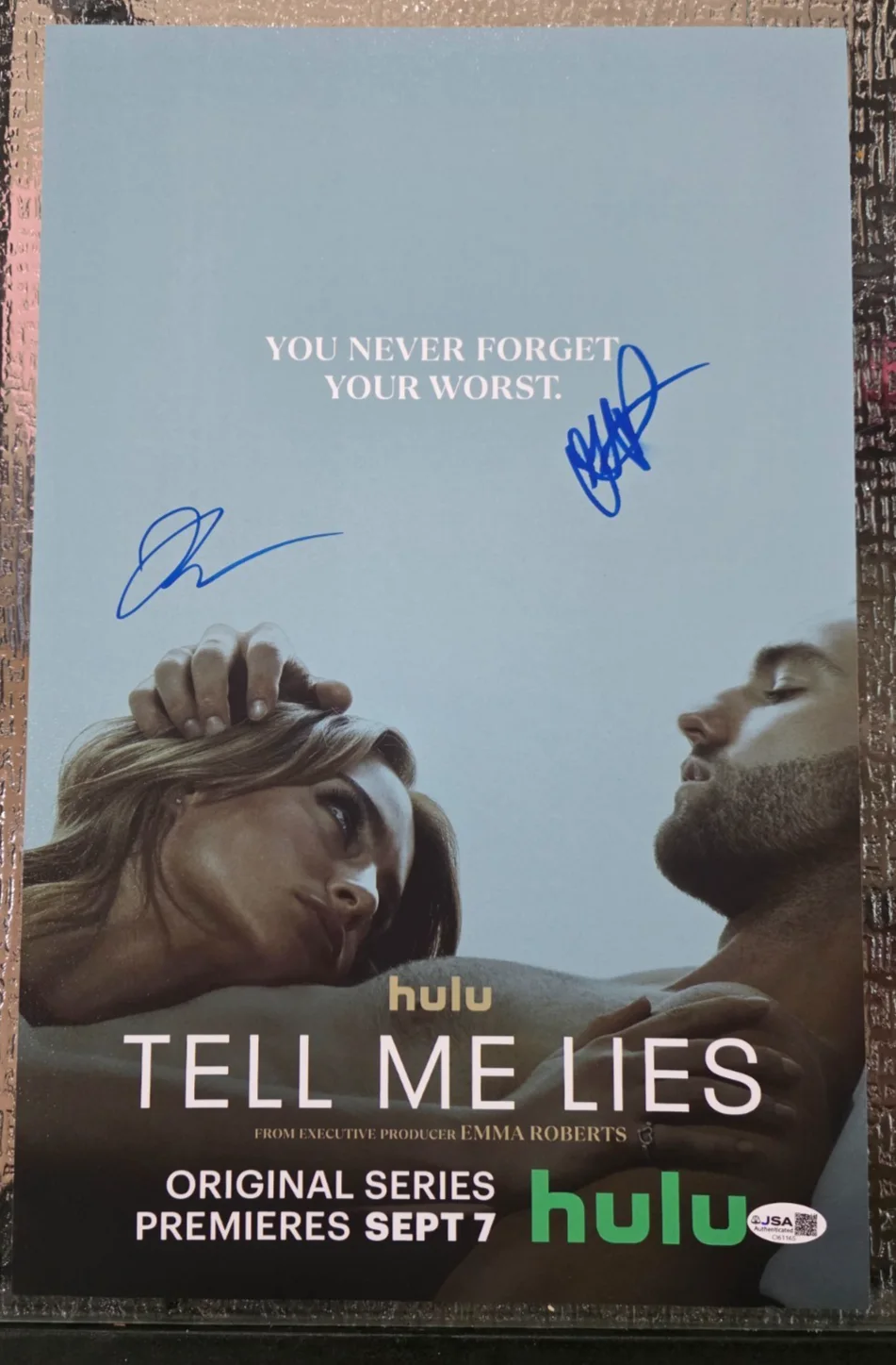 Jackson White and Grace Van Patten — Jackson White & Grace Van Patten Signed 11x17 Tell Me Lies Poster coa jsa