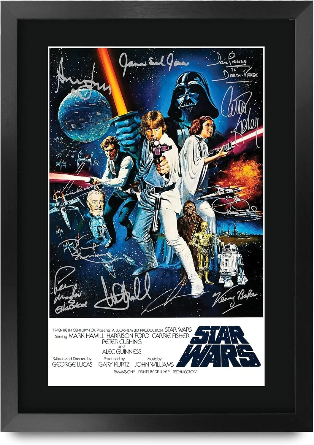 Mark Hamill — Star Wars a New Hope Movie Poster Cast Signed 16" x 12" Framed Gift Printed A..., изображение 3