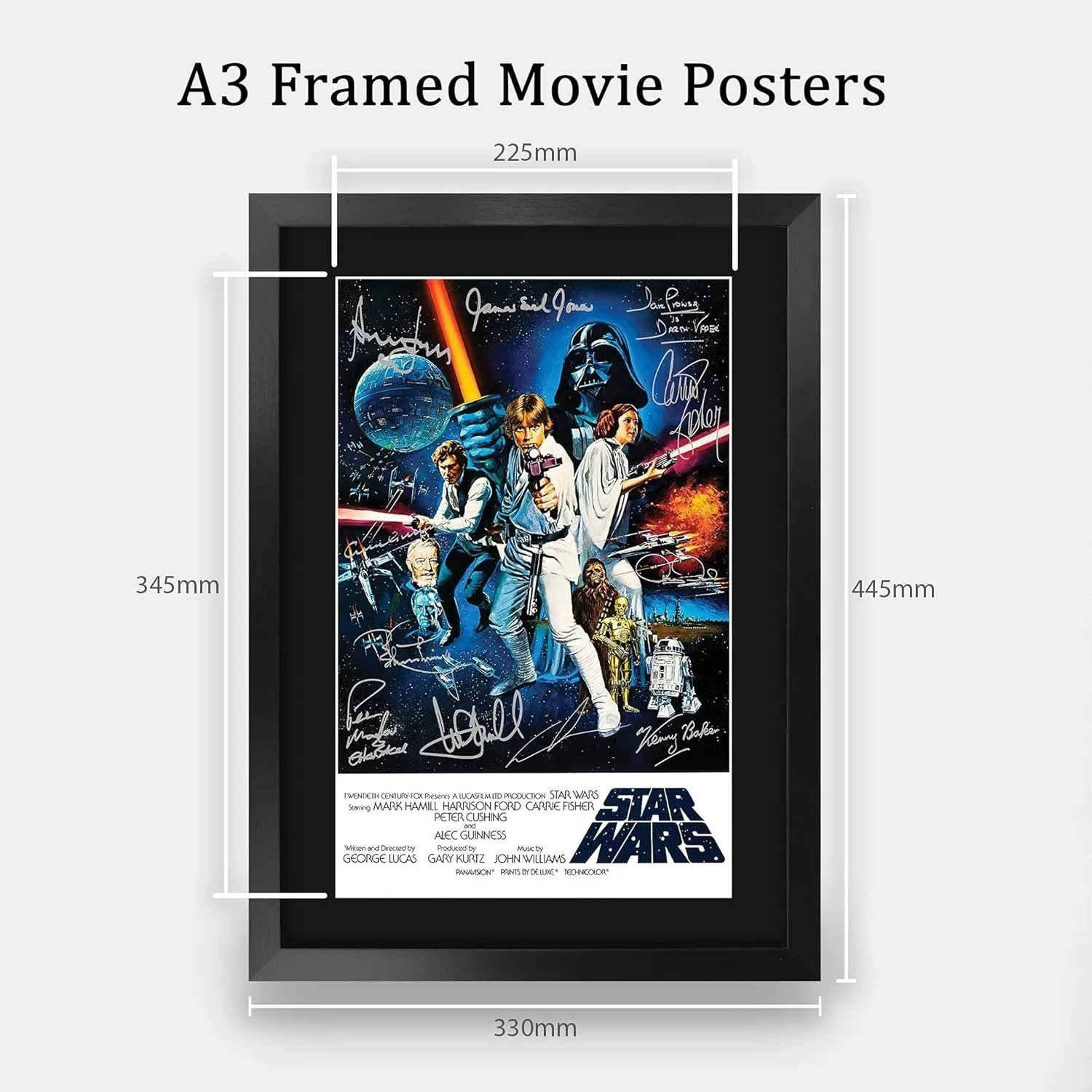 Mark Hamill — Star Wars a New Hope Movie Poster Cast Signed 16" x 12" Framed Gift Printed A..., изображение 5