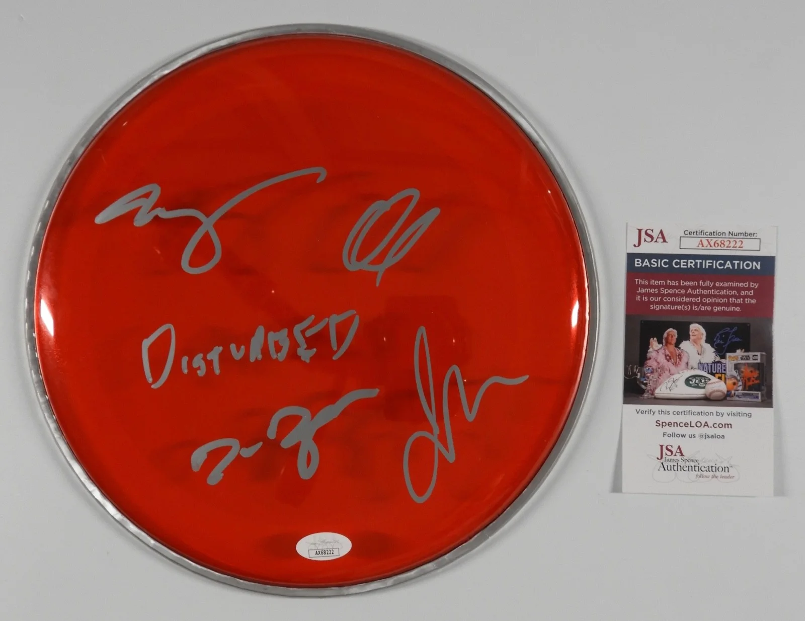 Disturbed Fully Signed Autograph Drum Head JSA COA 10" David Draiman +, image 3