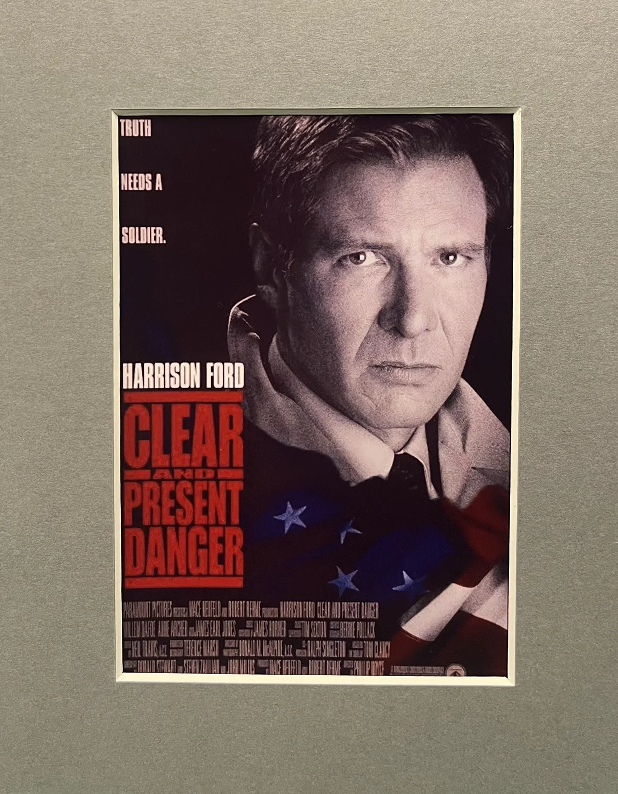 CLEAR AND PRESENT DANGER. Harrison Ford 35mm Film Cell MOUNTED Display, изображение 2
