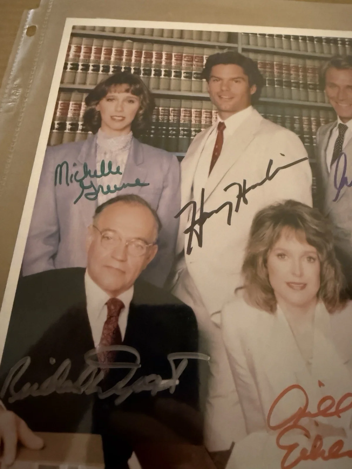 Corbin Bernsen, Richard Dysart, Jill Eikenberry, Harry Hamlin, Al — LA Law Cast Signed Autograph 8x10 Color Photo - Harry Hamlin Corbin Bernsen, изображение 2