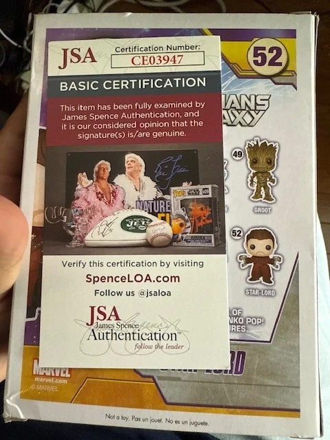Chris Pratt — Chris Pratt Signed Star Lord Funko Guardians Of The Galaxy JSA CERTIFIED, изображение 3