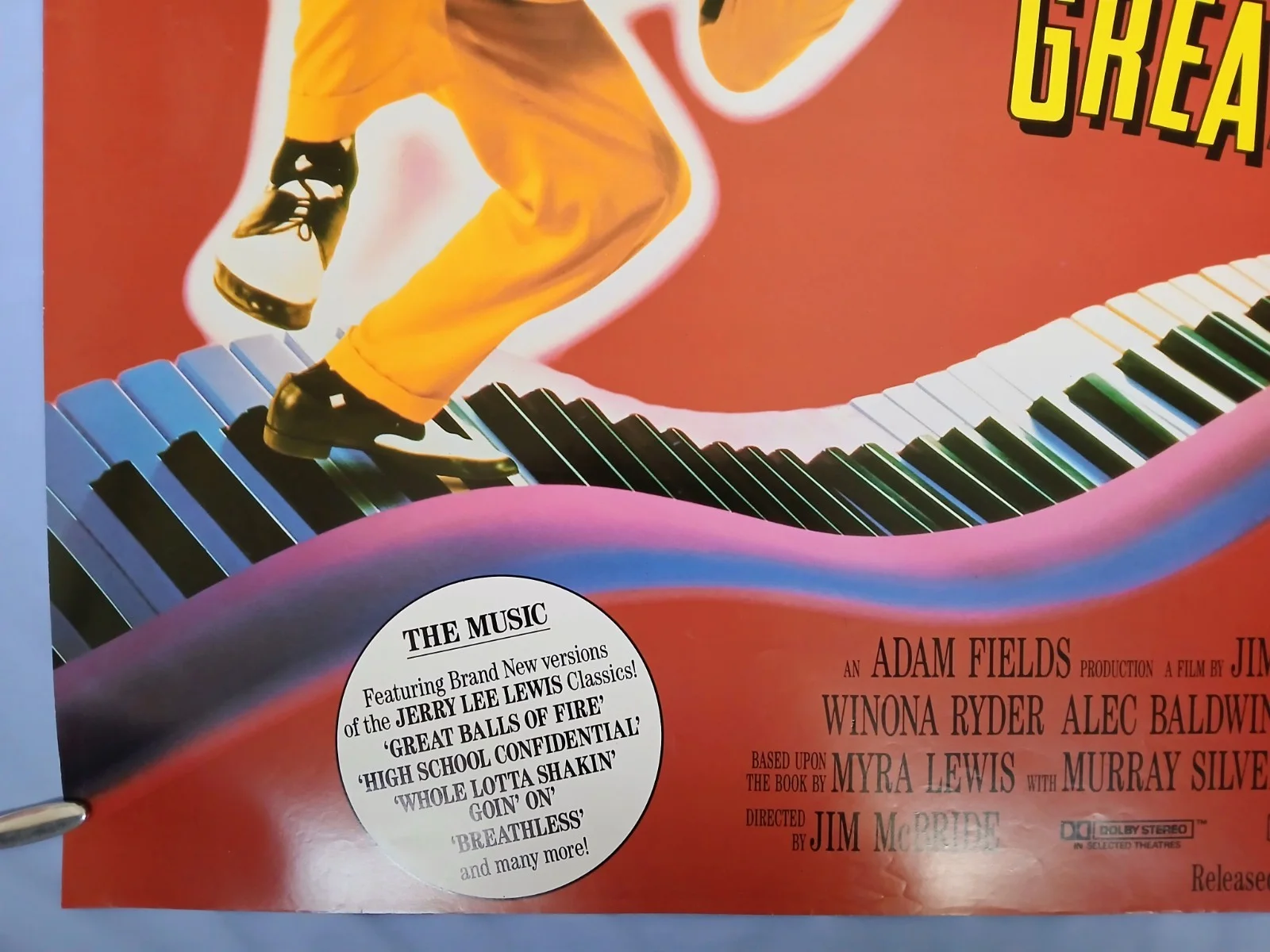 GREAT BALLS OF FIRE (1989) rolled original UK quad poster - Dennis Quaid, изображение 4