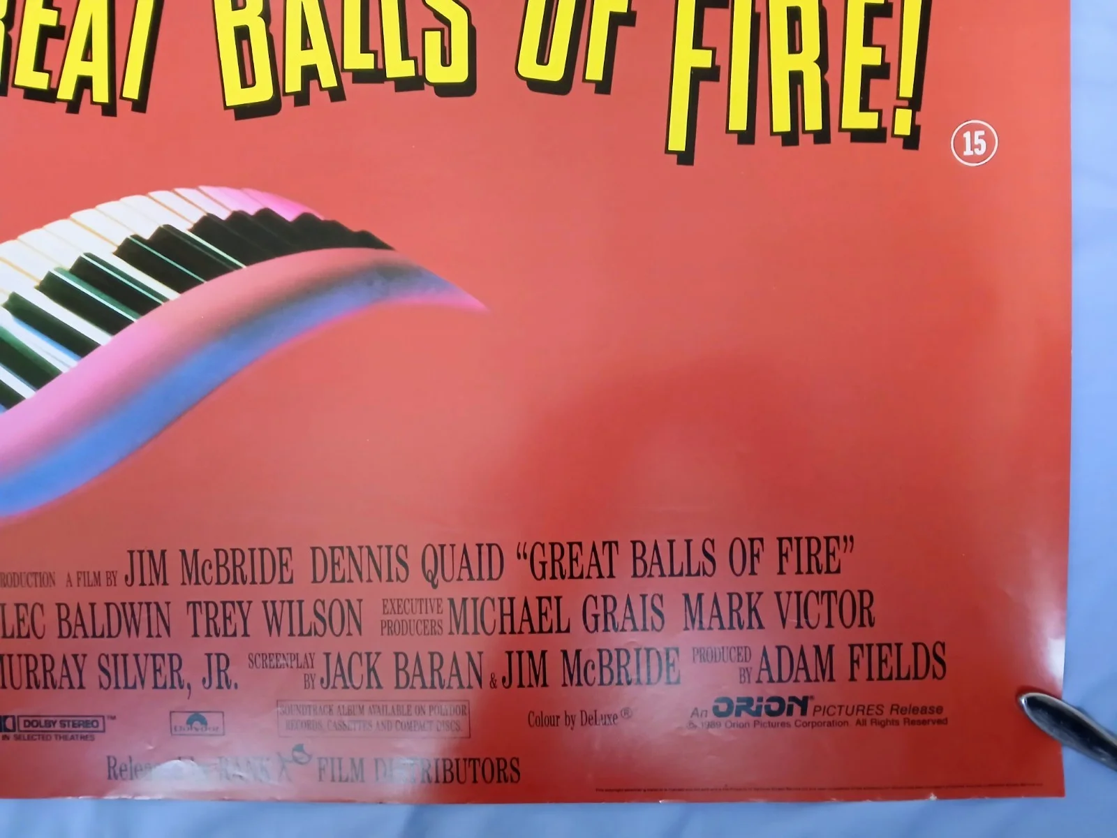 GREAT BALLS OF FIRE (1989) rolled original UK quad poster - Dennis Quaid, изображение 5