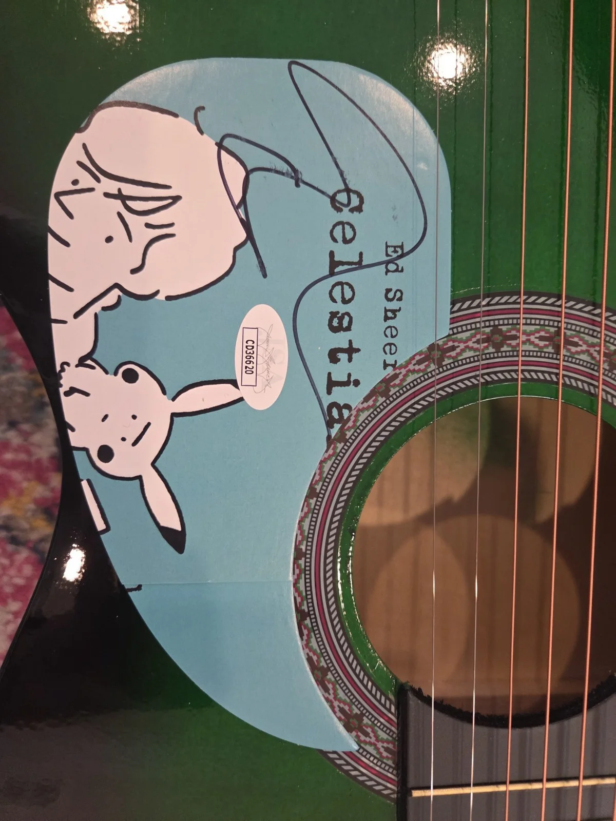 Ed Sheeran Signed Acoustic Guitar Custom Pickguard Insert JSA Authenticated, image 2