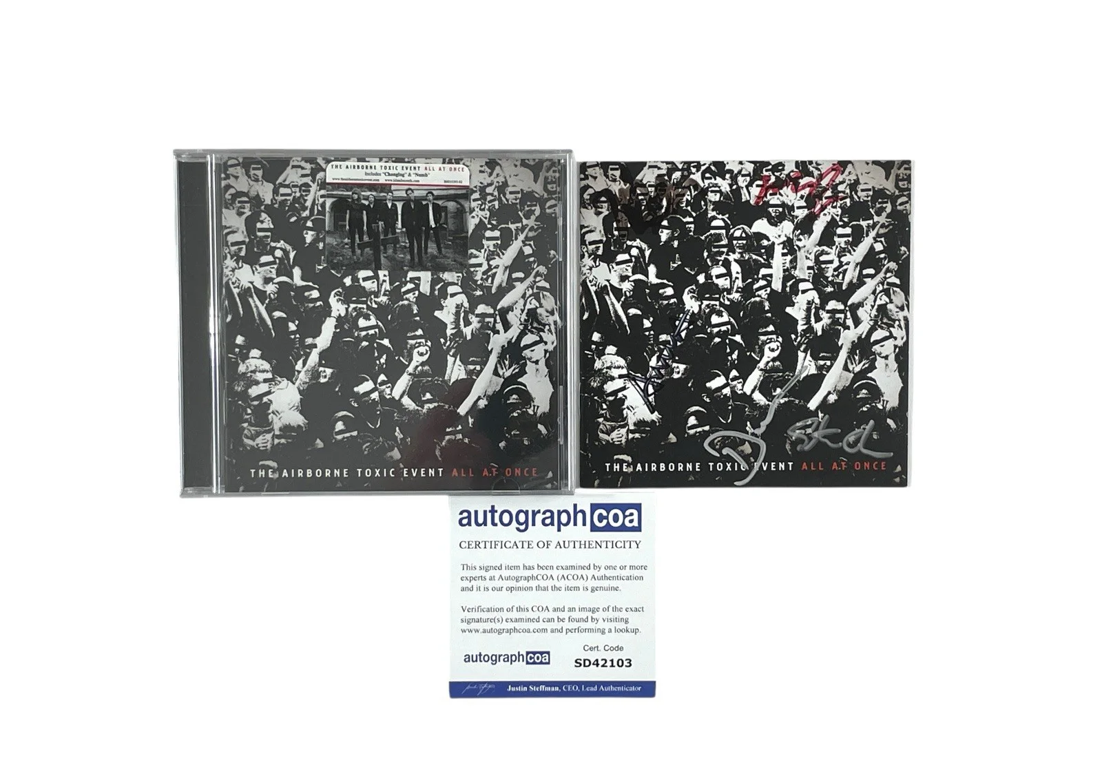 The Airborne Toxic Event Band Signed Autographed All At Once CD JSA COA 🎸🎙️, изображение 2