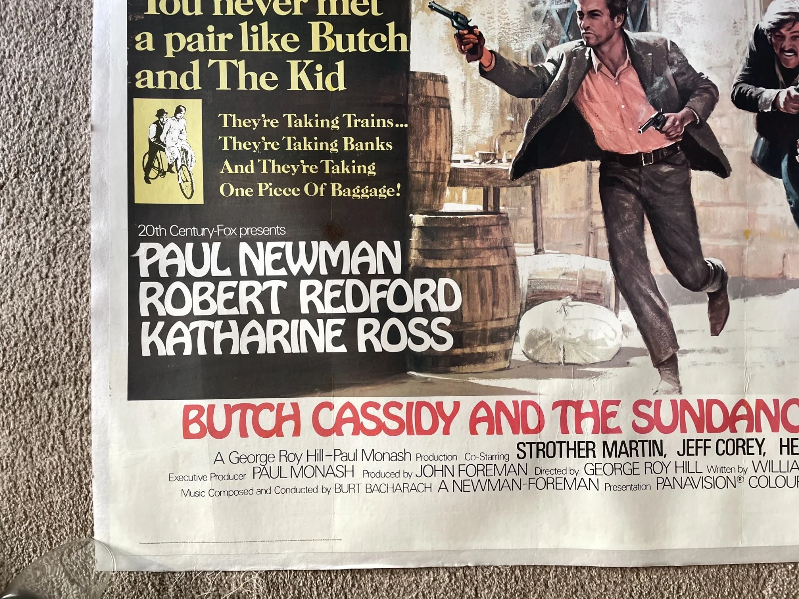 Butch Cassidy and The Sundance Kid Original Poster British Quad, изображение 3