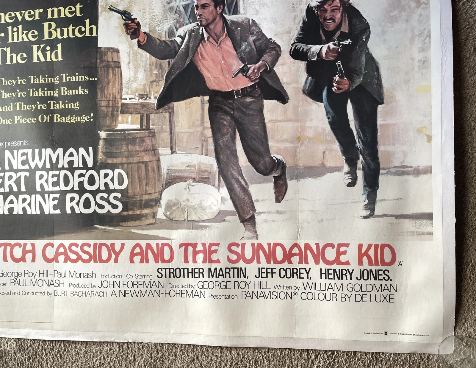 Butch Cassidy and The Sundance Kid Original Poster British Quad, изображение 5