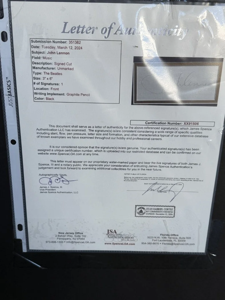 John Lennon Signed Autographed Guitar The Beatles Abbey Road Framed JSA XX91506, image 3
