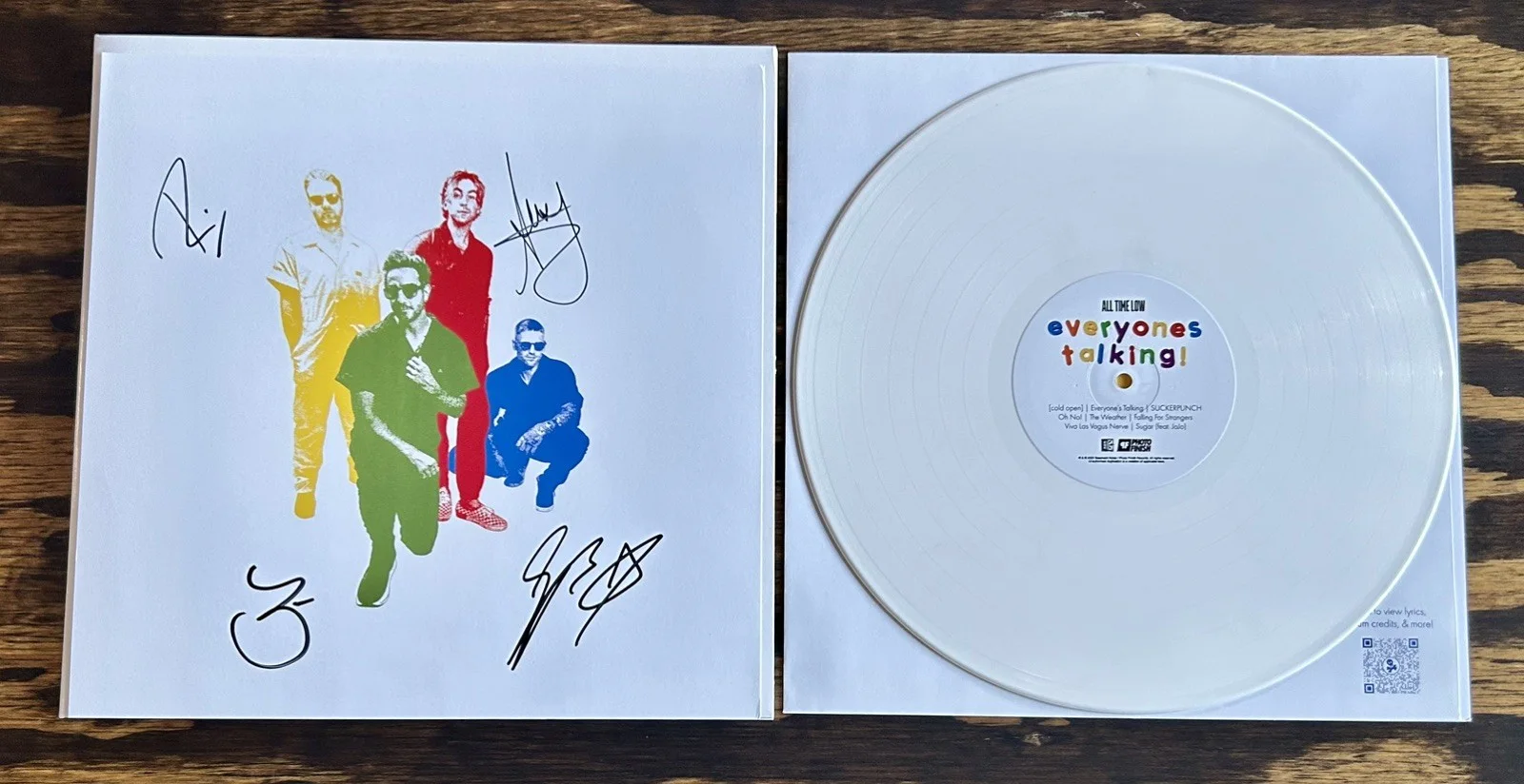 ALL TIME LOW SIGNED AUTOGRAPH X4 EVERYONES TALKING VINYL LP RECORD, image 2