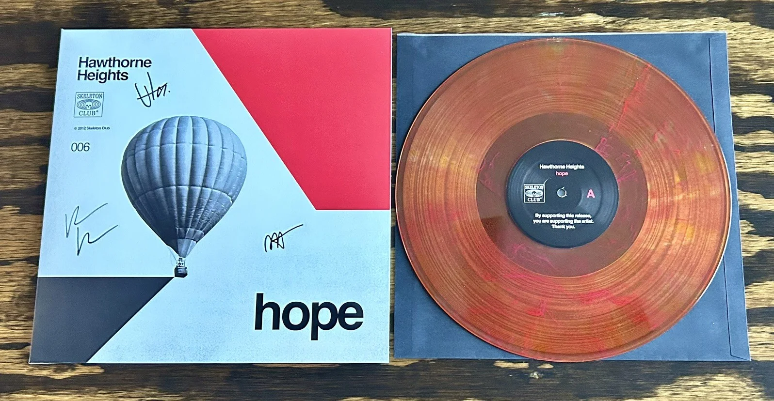HAWTHORNE HEIGHTS SIGNED AUTOGRAPH X3 HOPE VINYL LP RECORD, image 2