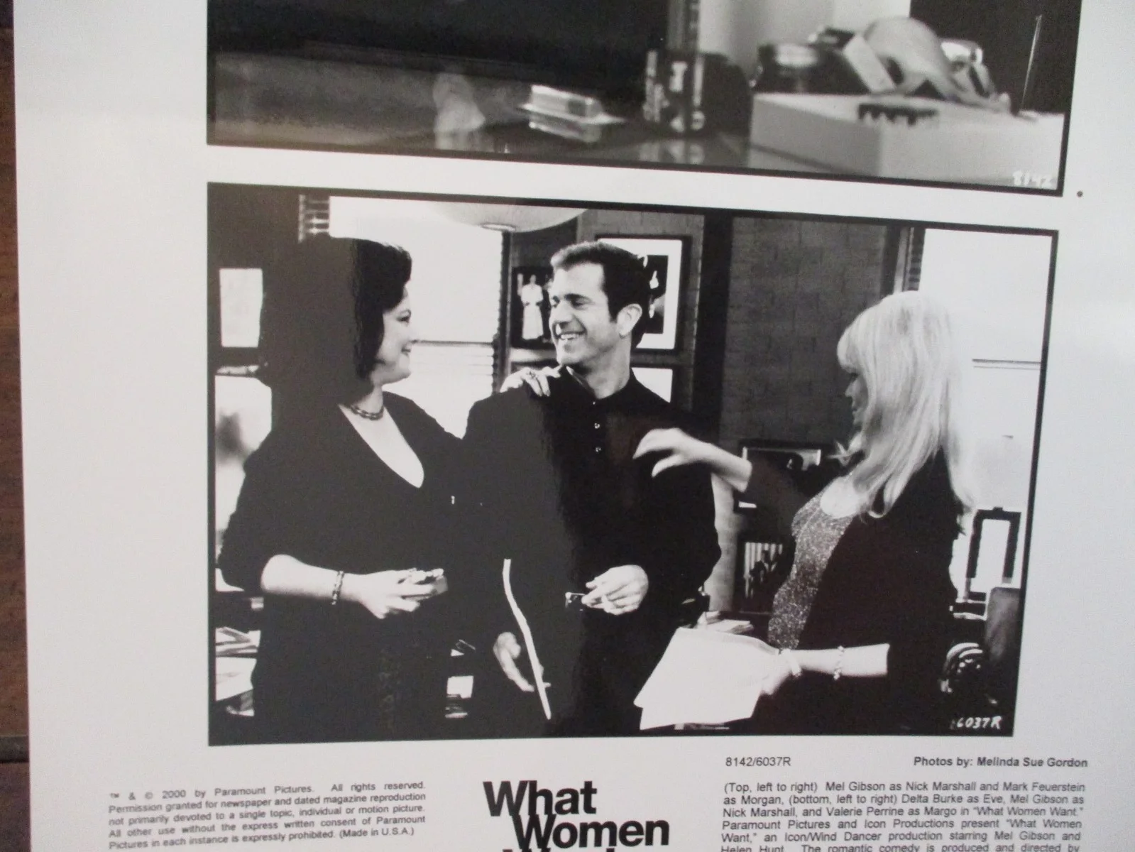 Delta Burke/Valerie Perrine/Mel Gibson(WHAT WOMEN WANT)2000 8 x 10 B & W Photo, изображение 2