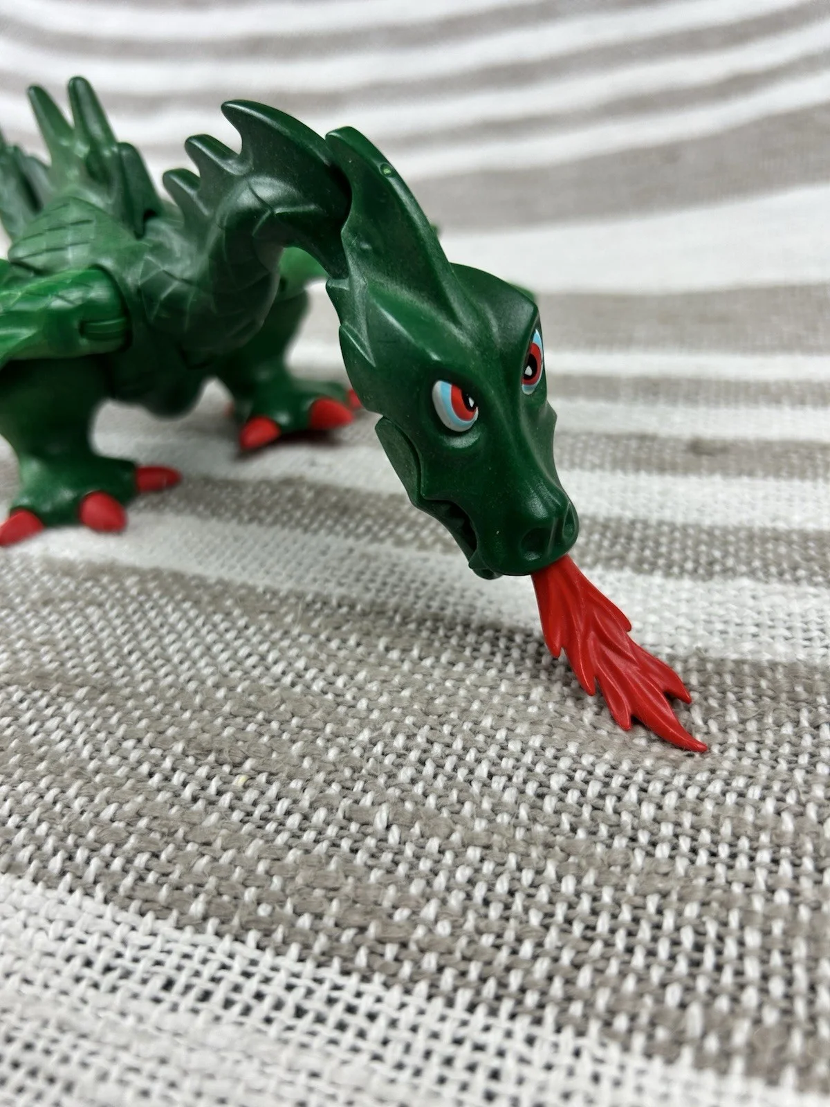 Playmobil Green DRAGON Figure Fire Breathing 3840 Castle Set 1995, изображение 2
