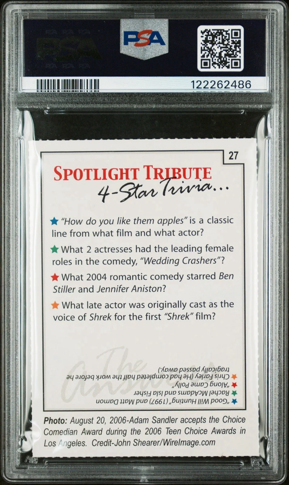 Adam Sandler 2007 Spotlight Tribute Auto PSA 10 Autograph Authentic Rare, image 2