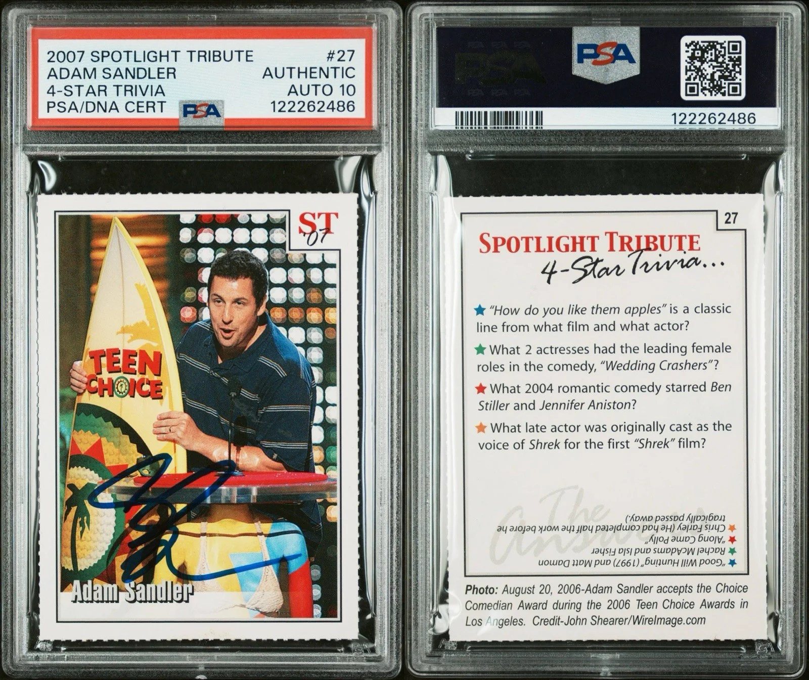 Adam Sandler 2007 Spotlight Tribute Auto PSA 10 Autograph Authentic Rare, image 3