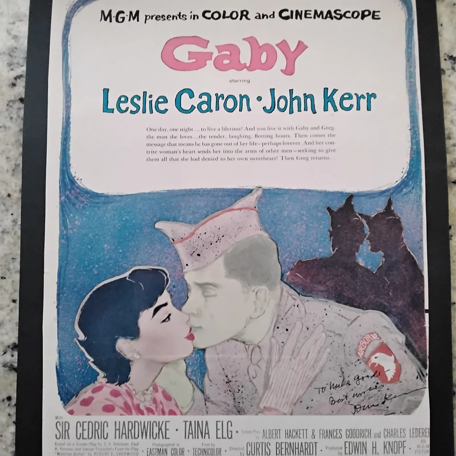 John Kerr SIGNED 1956 Movie Ad Gaby Leslie Caron MGM Film Actor South Pacific, изображение 2
