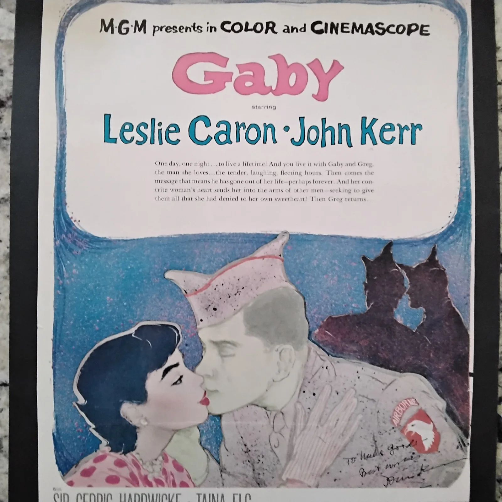 John Kerr SIGNED 1956 Movie Ad Gaby Leslie Caron MGM Film Actor South Pacific, изображение 4