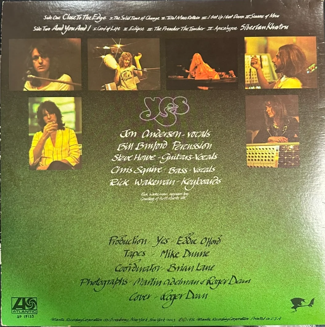YES Signed Close to the Edge Record Album Jon Anderson White Squire Howe BAS, изображение 3
