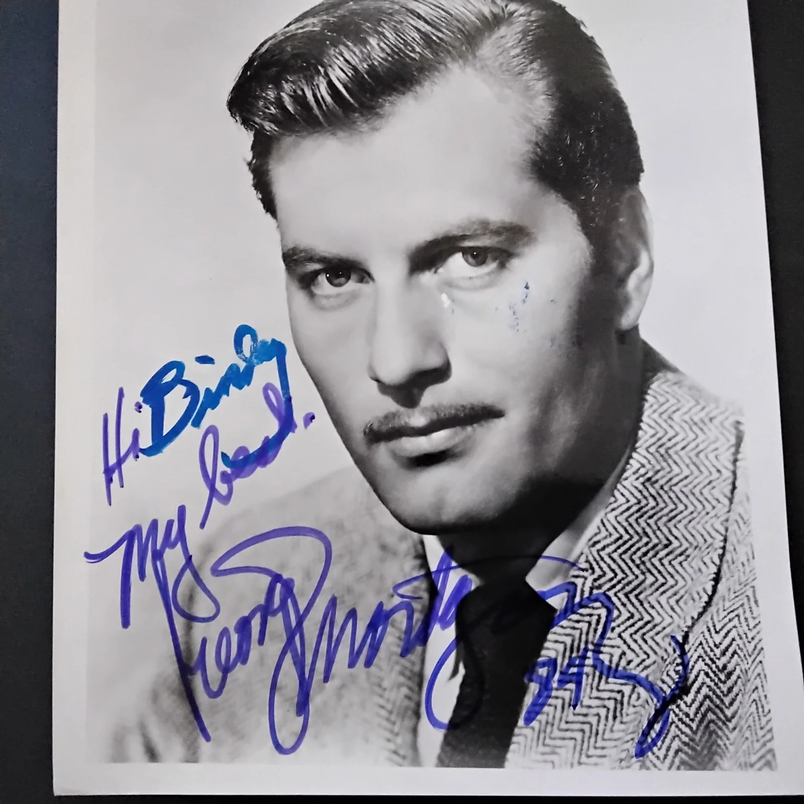 George Montgomery SIGNED Photo 40s Film Actor Westerns China Girl Davy Crockett, изображение 2