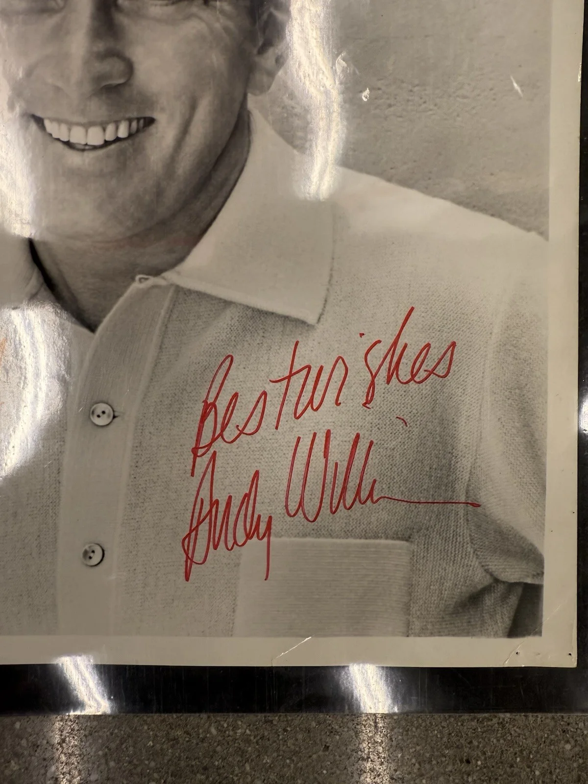 ANDY WILLIAMS Deceased Singer Autographed B&W Photo Signed, image 3