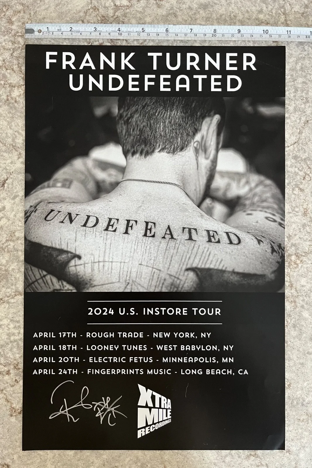 Frank Turner Autographed Signed Undefeated In-Store Promo Poster Electric Fetus, изображение 2