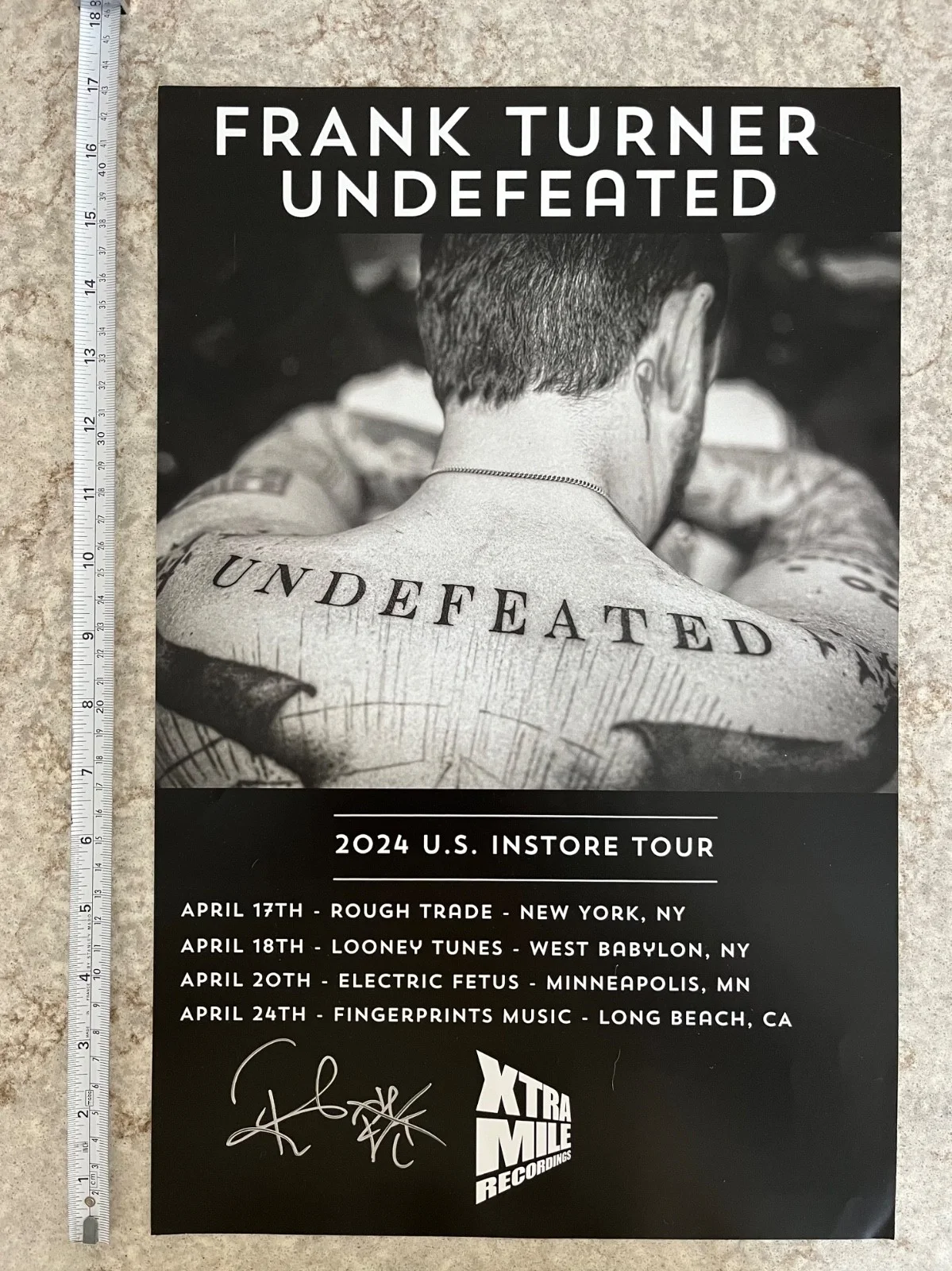 Frank Turner Autographed Signed Undefeated In-Store Promo Poster Electric Fetus, изображение 3