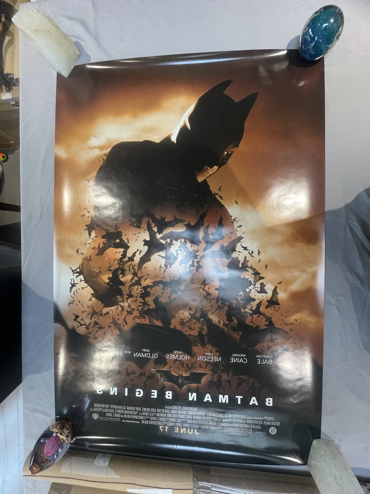 Batman Begins Original Cinema One Sheets X4 27x40 Double Sided Rare, изображение 2