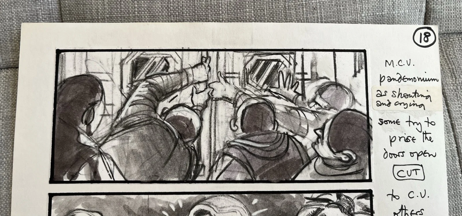 Alien 3 hand-drawn Martin Asbury storyboard, original not a print, Library scene, изображение 2