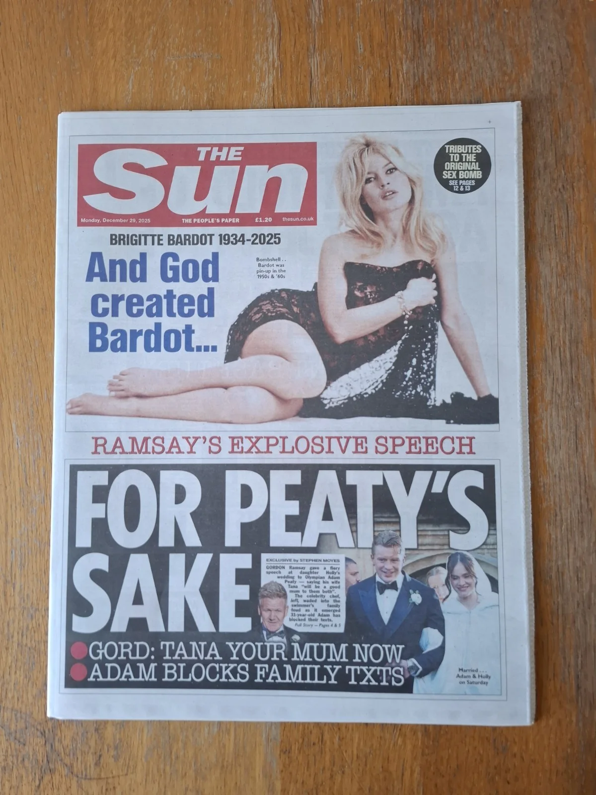 The Sun, 29th December 2025 - Sad Passing Of Screen Legend, Brigitte Bardot, изображение 2